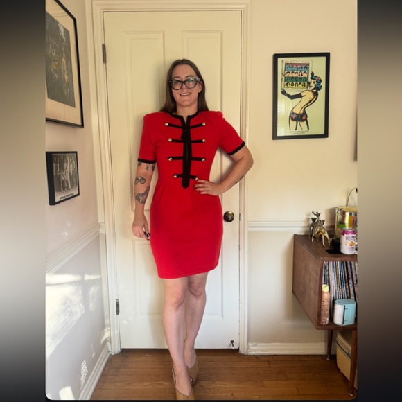 Vintage Dresses & Skirts - 80s Vintage Red Knit Mini Dress